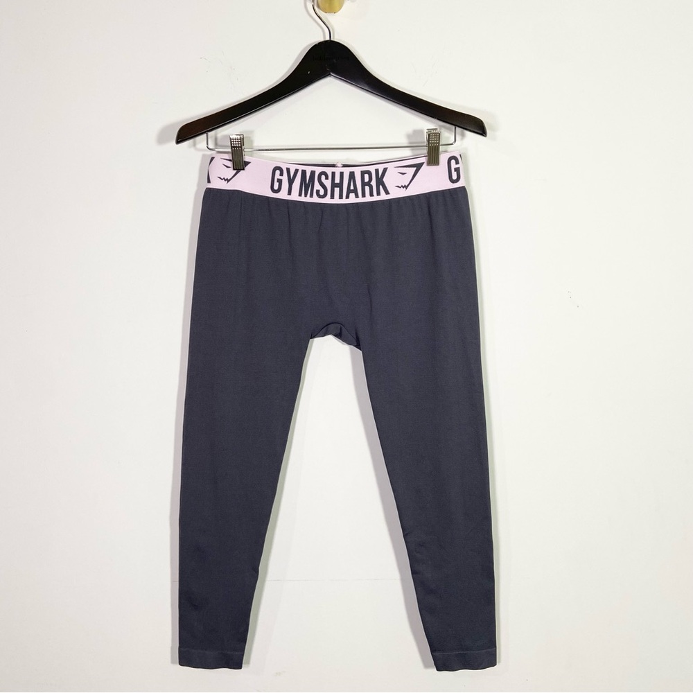 Gymshark Gray Pink Elastic Waist Cropped Leggings